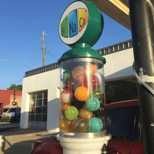retro gas pump with balls inside