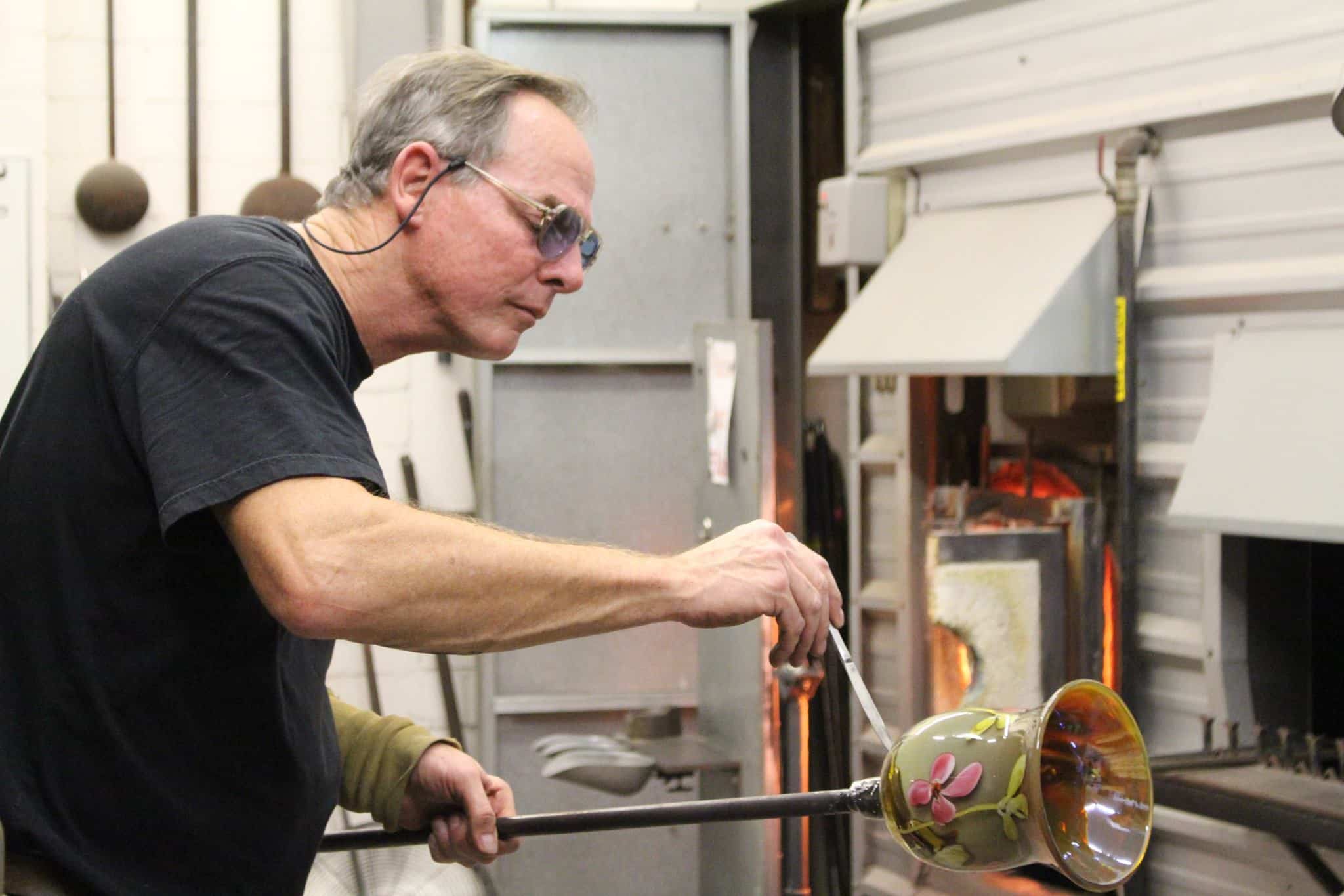 aaron tate glass artist using flame torch